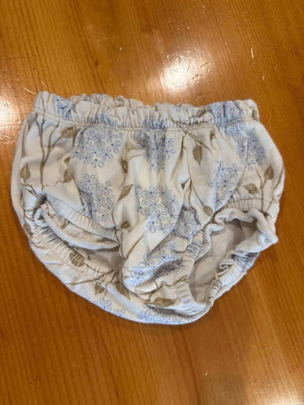 Floral Ruched Diaper Cover in Light Blue & Cream